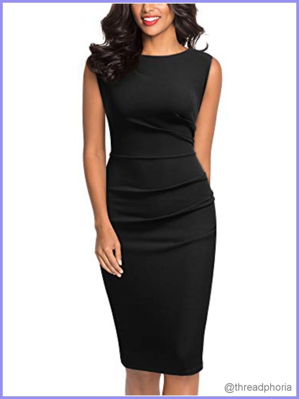 Retro Ruffle Sleeveless Slim Fit Knee-Length Bodycon Work Pencil Dress with